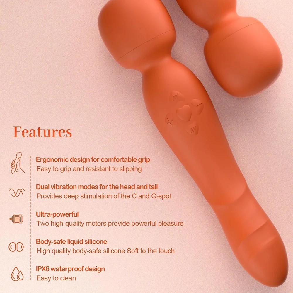 AV Vibrator Masturbation Stimulator Couple Silicone Female Doublehead Powerful Electric For Women Massage Stick Adult Sex Toys view 4