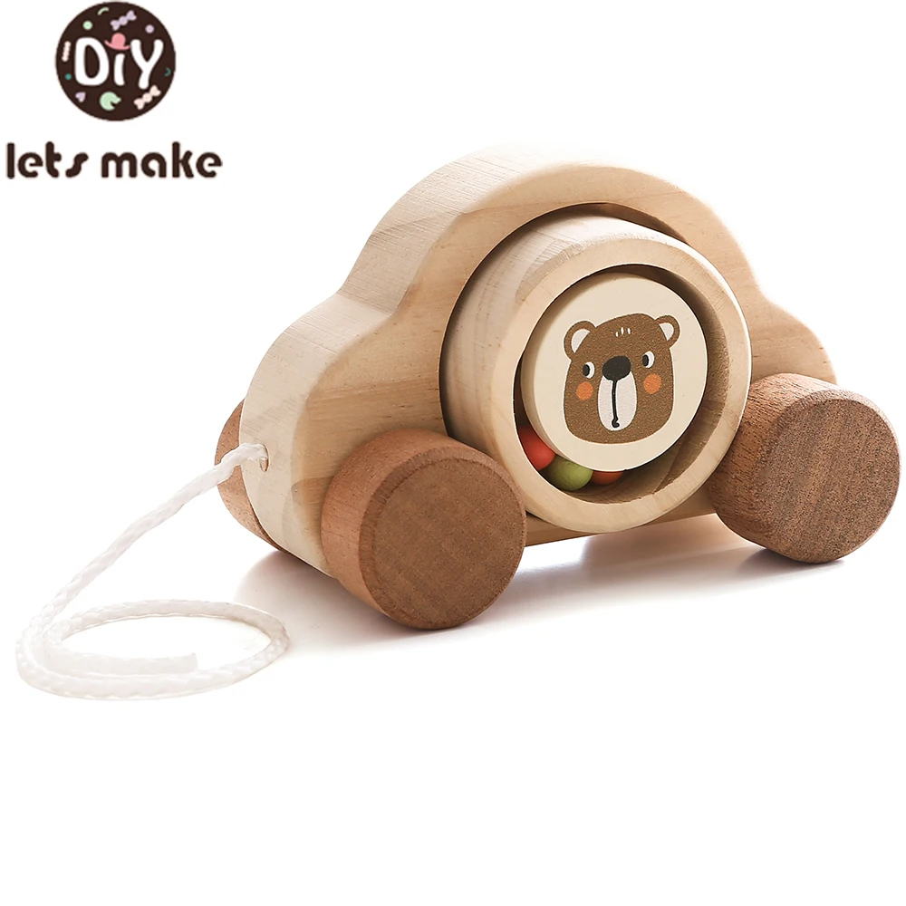 Balle de voiture en bois pour bébés, jouets pour tout-petits, jouets Montessori dos Cars, cadeaux pour garçons, 0 à 6 mois