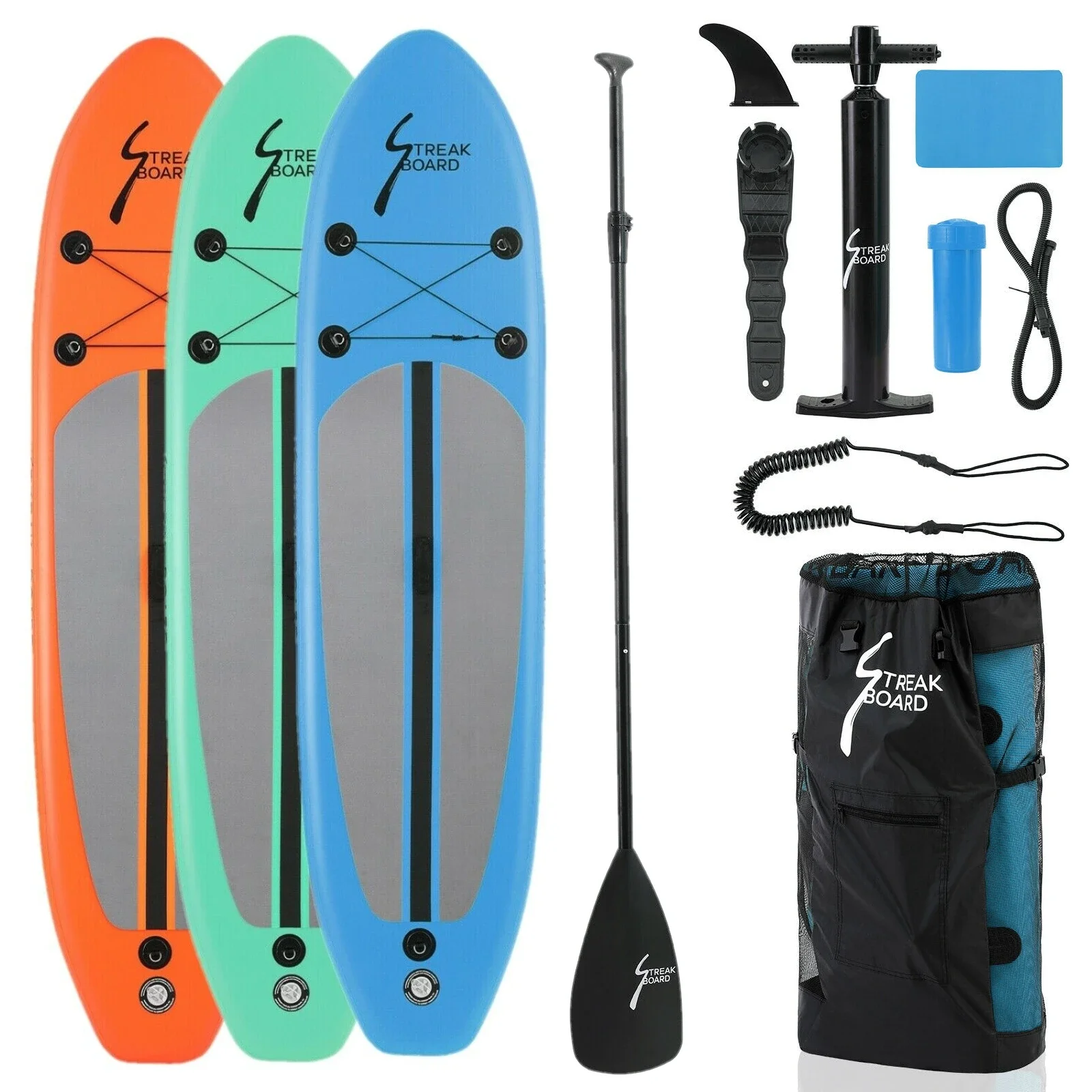 Aufblasbares ultraleichtes Stand-Up-Paddleboard 305 cm für alle Niveau-Ebenen mit hochwertigem SUP-Paddleboard-Zubehör, rutschfestem Deck