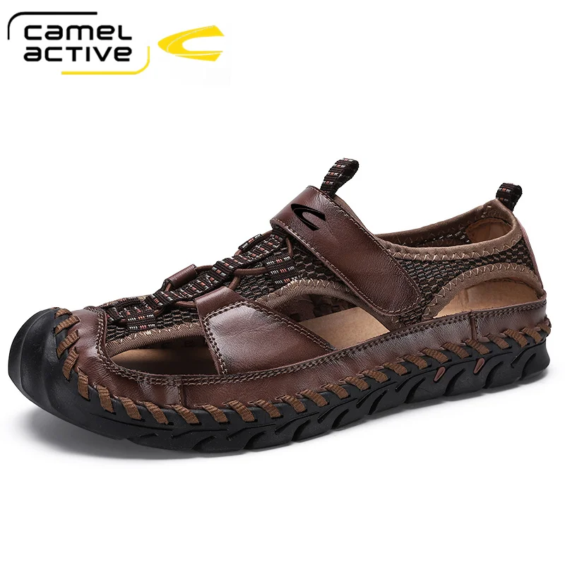 Camel Active New Men\'s Shoes Genuine Leather Sandals Men Natural Cowhide Leather Casual Shoes Beach Outdoor Non-slip Shoes