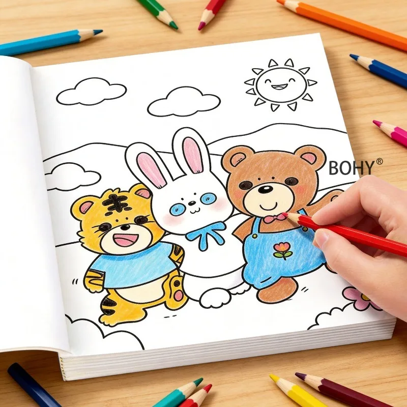 A Pencil Drawing and Coloring Brochure, Include Party/Halloween Themes/dessert/pets/small Animals/warm Home Scenes, 24 Pages