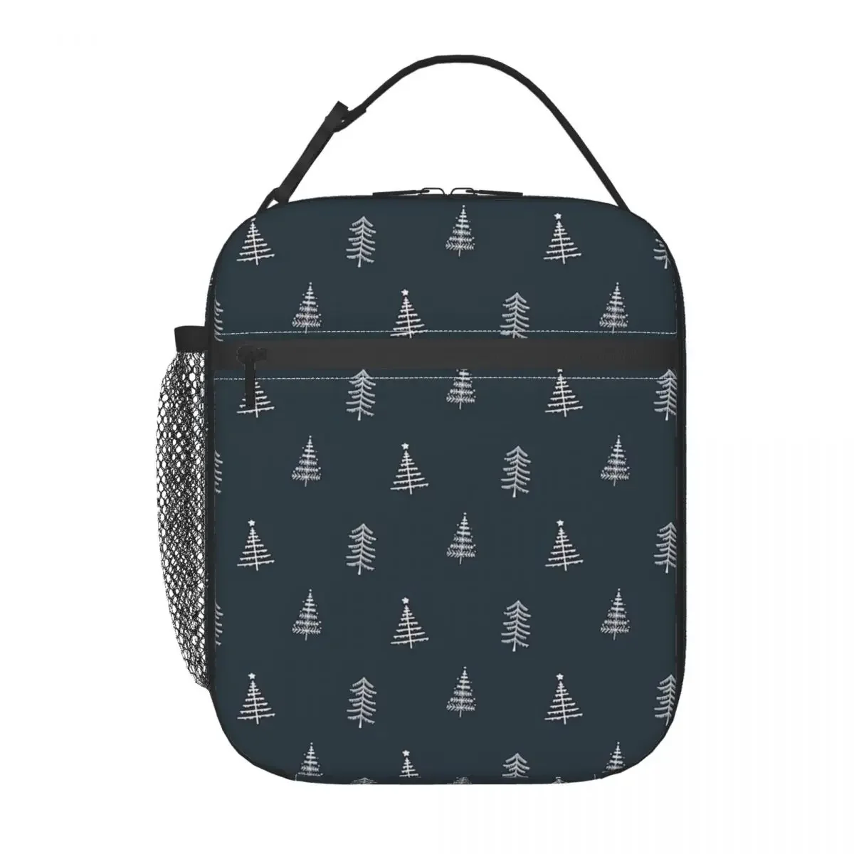 Christmas Gift Lunch Bag For Girls Pine Trees Print Lunch Box Leisure Picnic Cooler Bag Portable Insulated Oxford Tote Food Bags