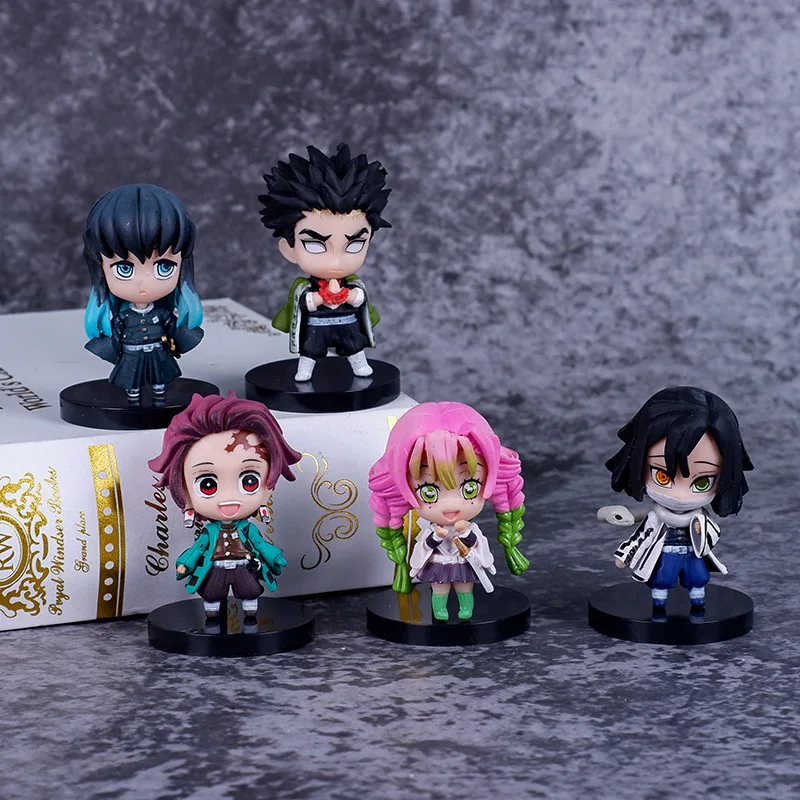 Demon Slayer Tanjiro Kawaii Figure Rengoku Shinobu Mitsuri Giyuu Kimetsu No Yaiba  Anime Figures Decorations Toy Ornaments Gifts