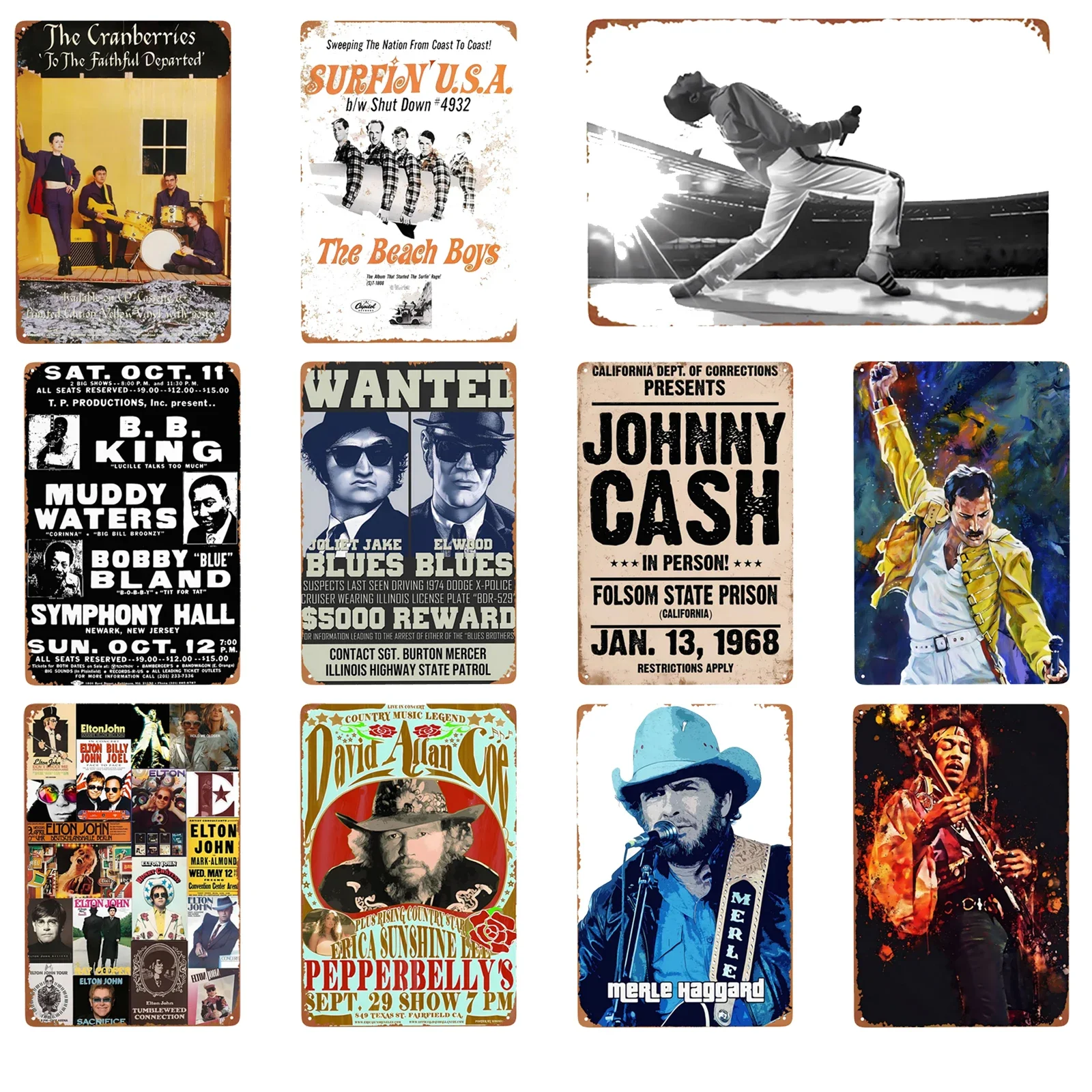 Merle Haggard-letrero de Metal Vintage para decoración de pared, cartel de estaño para cantante de música campestre, 8x12 pulgadas, 1 unidad
