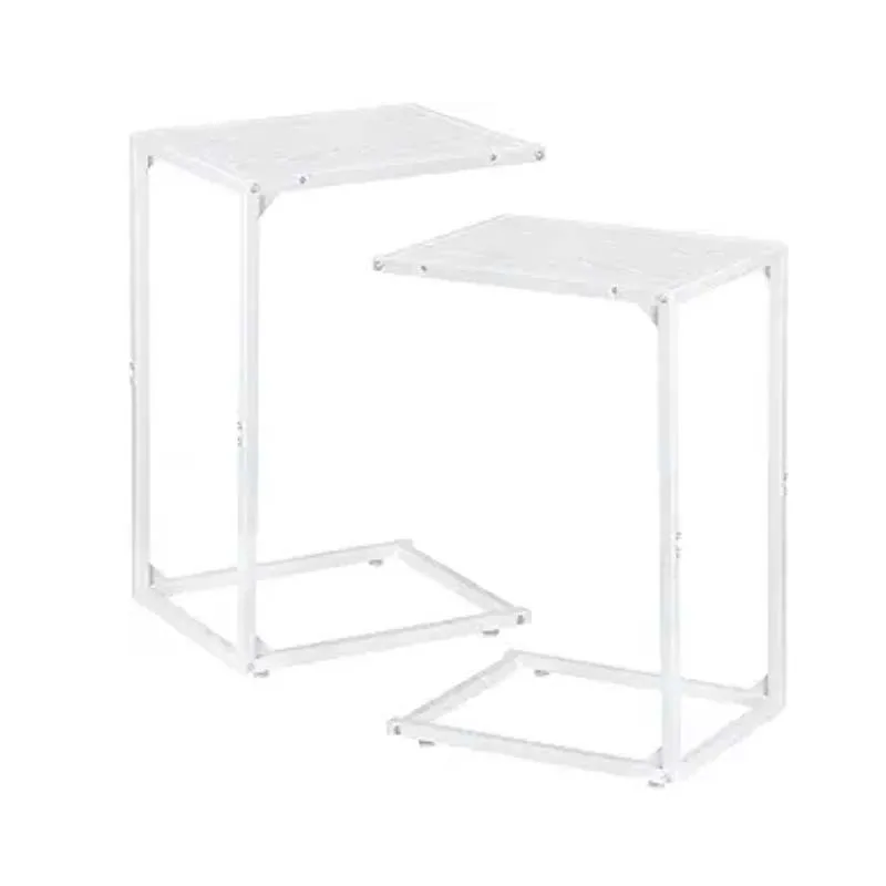 C Shaped End Table Set of 2, Snack Side Table, C Tables for Couch, Couch Tables That Slide Under, for Living Room, Bedroom,