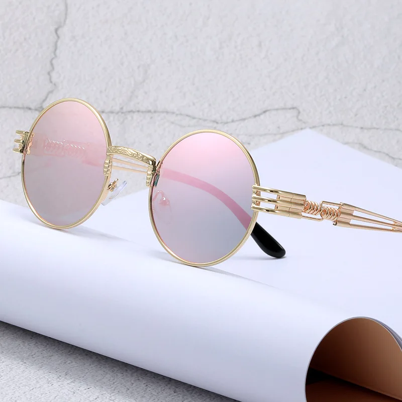 

Vintage Metal Steampunk Round Sunglasses For Men And Women Luxury Hot Punk Fashion Unisex Glasses Gradient UV400 Shades