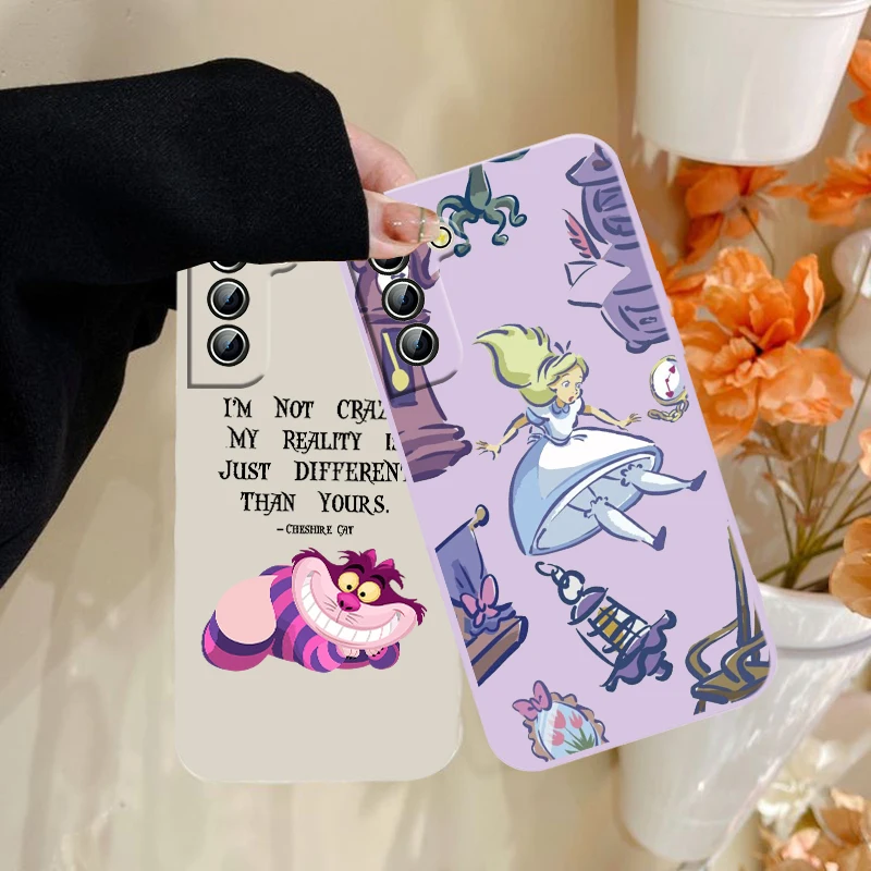 Чехол для телефона Алиса в стране чудес для Samsung Galaxy S10 S10e S20 S21 S22 Plus Lite Ultra FE 4G 5G, жидкий шнур Iuxury, силиконовый мягкий