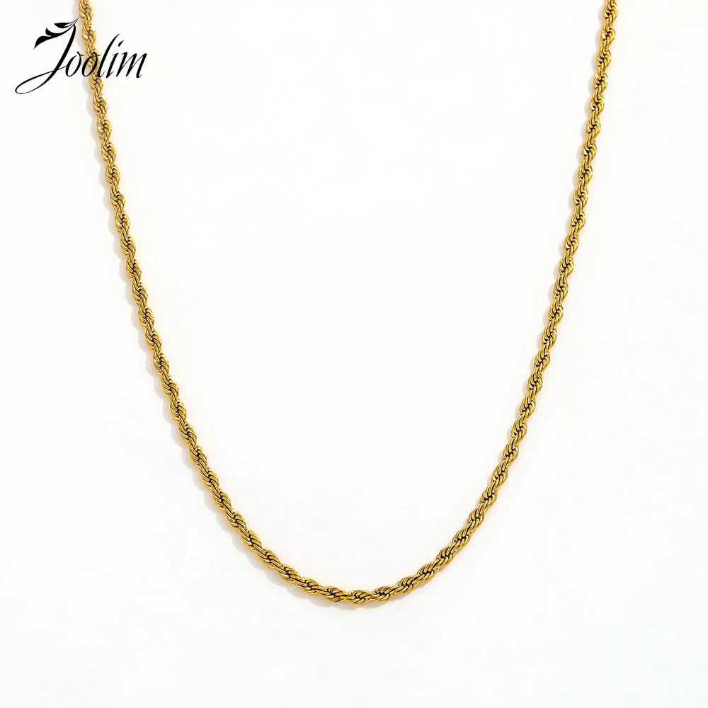 Joolim Jewelry Wholesale High End PVD Vintage Fashion Simple Fine Twisted Woven Rope Chain Stainless Steel Bracelet for Women