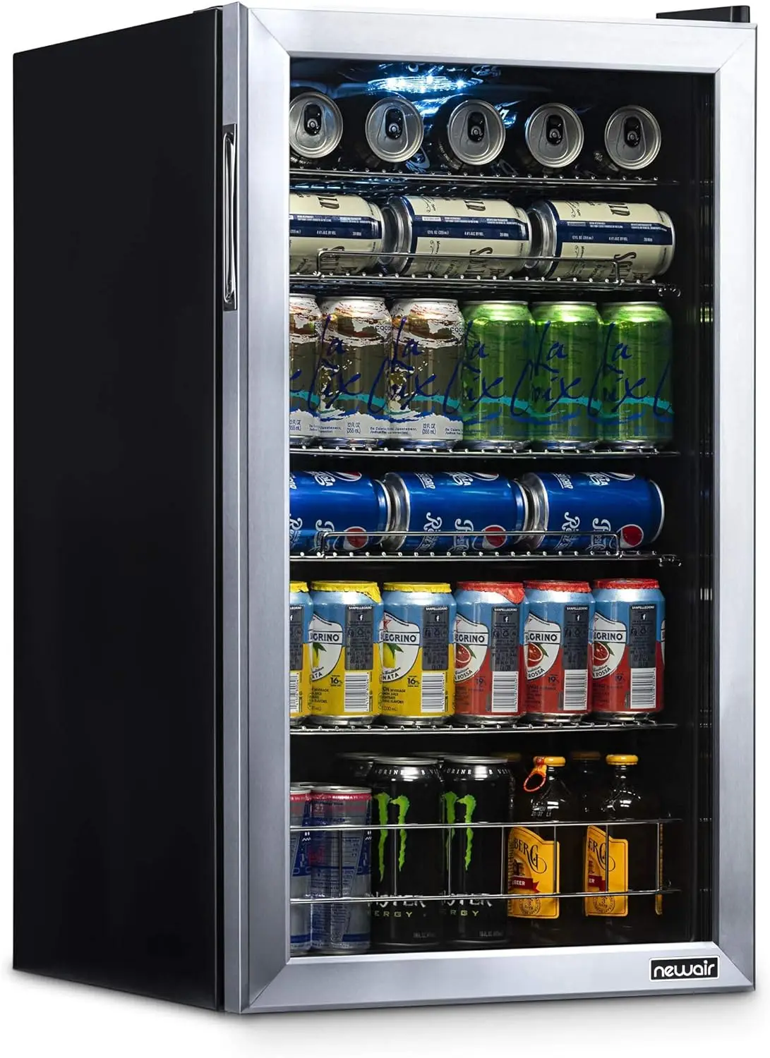 126 Cans Free Standing with Right Hinge Glass Door Mini Fridge Beverage Organizer Perfect For Beer, Soda, And Cooler Drinks