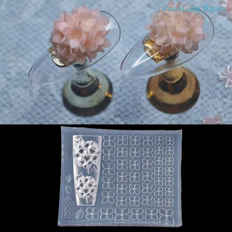 Hydrangea 3D High Transparency Nail Carving Mold DIY Design Silicone Petal Soft Stamping Plates Manicure Art Mold Decor Tools