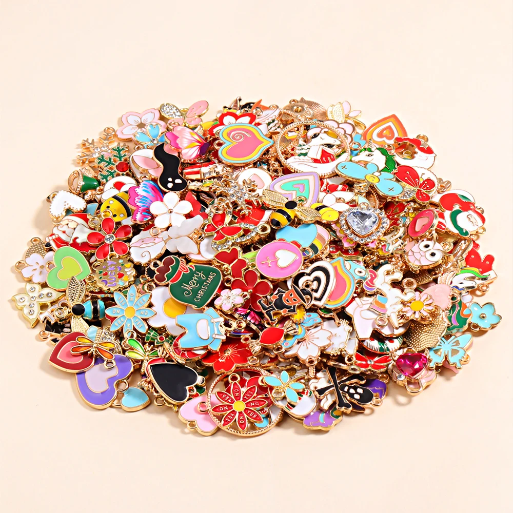 More Than 5000 Styles Random Mixed 20Pcs Hearts Flowers Animals Charms Jewelry Making Earrings Necklace DIY Accessory Wholesale