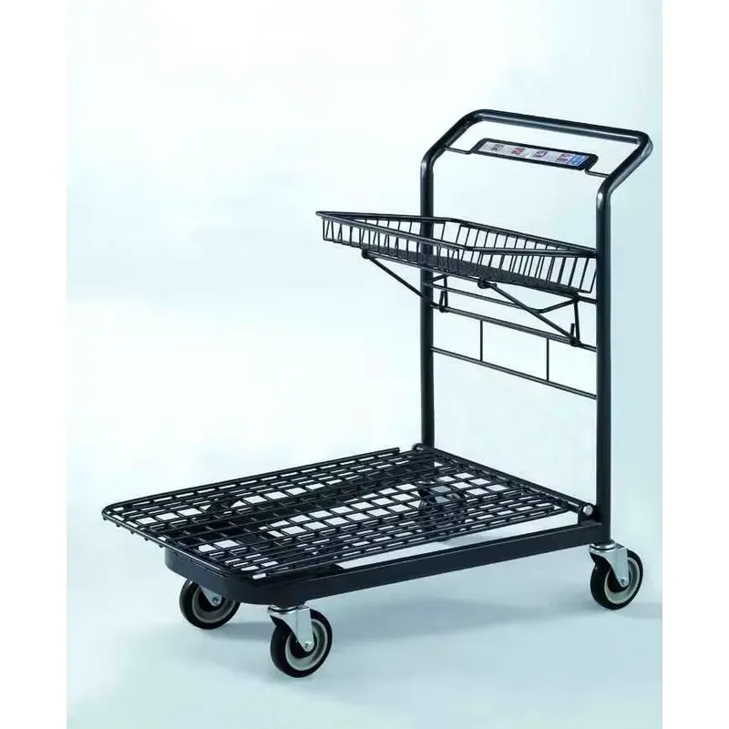 Heavy Duty Metal Shopping Cart with Basket 4 PU Wheels Supermarket Trolley for Grocery Store Retail Use Durable Wire Basket