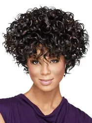 Natural Dark Brown New Short Curly Women's Wigs 12 Inch