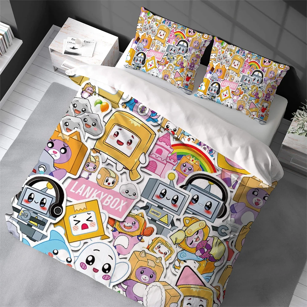 

Комплект постельного белья L-LankyBox: милый пододеяльник, мягкий хлопковый комплект из 3 предметов для дома, студенческого общежития, подарок