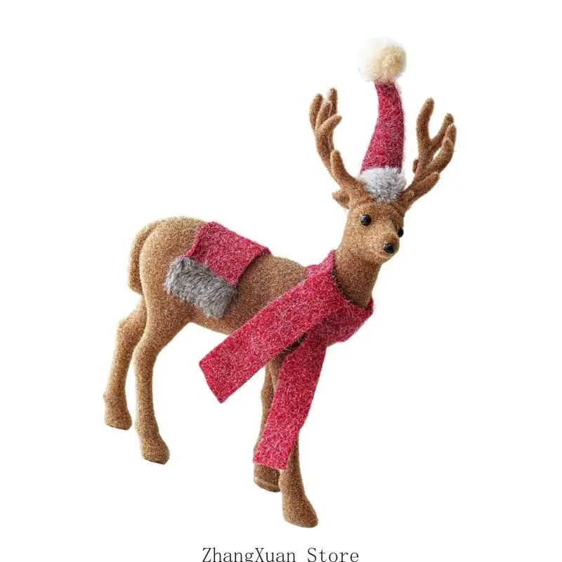 Saisonale Weihnachts-Hirschfigur mit rotem Schal und Geweih-Design, 3 x – Detail 10