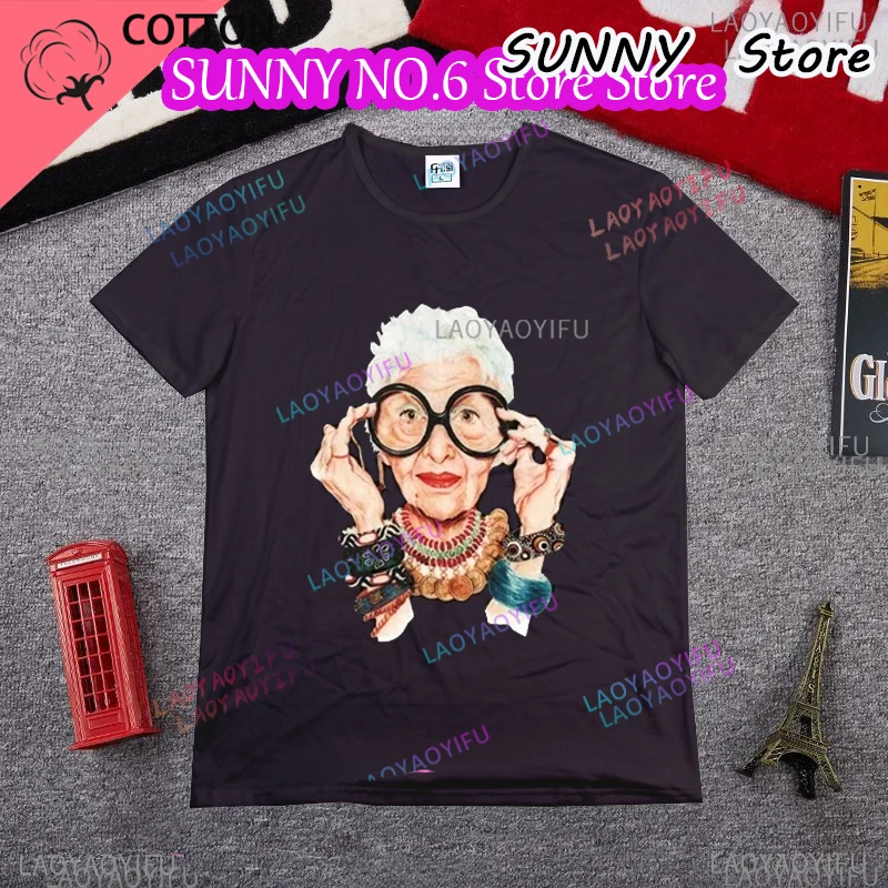 Summer Women Iris Apfel Tshirt Female O Neck Short Sleeved Tops Iris Apfel Tee Harajuku Korean Style T Shirt Ladies Tees