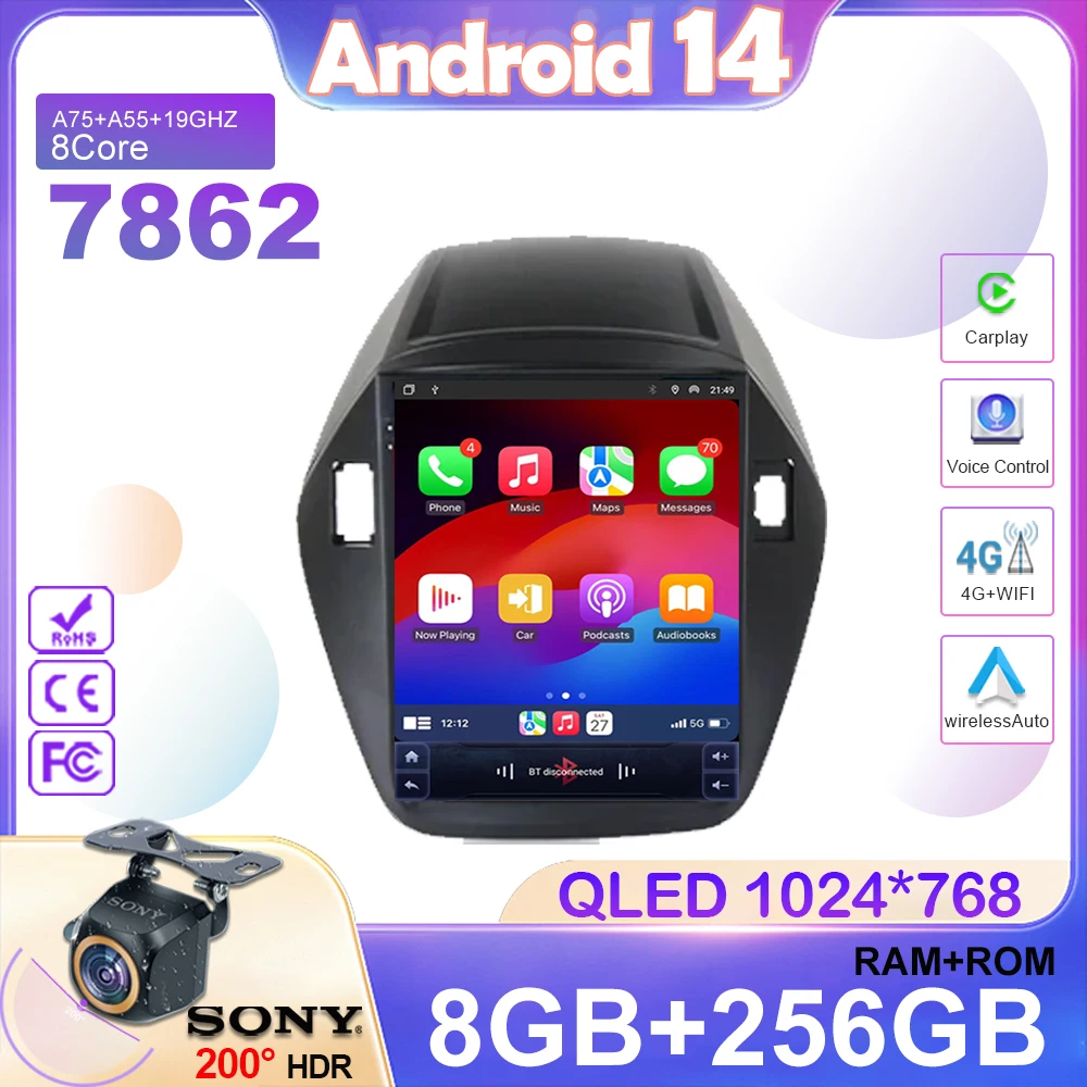 Radio samochodowe Android 14 dla Hyundai Tucson Ix35 Tucson Ix 2010-2015 Nawigacja GPS Odtwarzacz multimedialny Auto Radio DSP