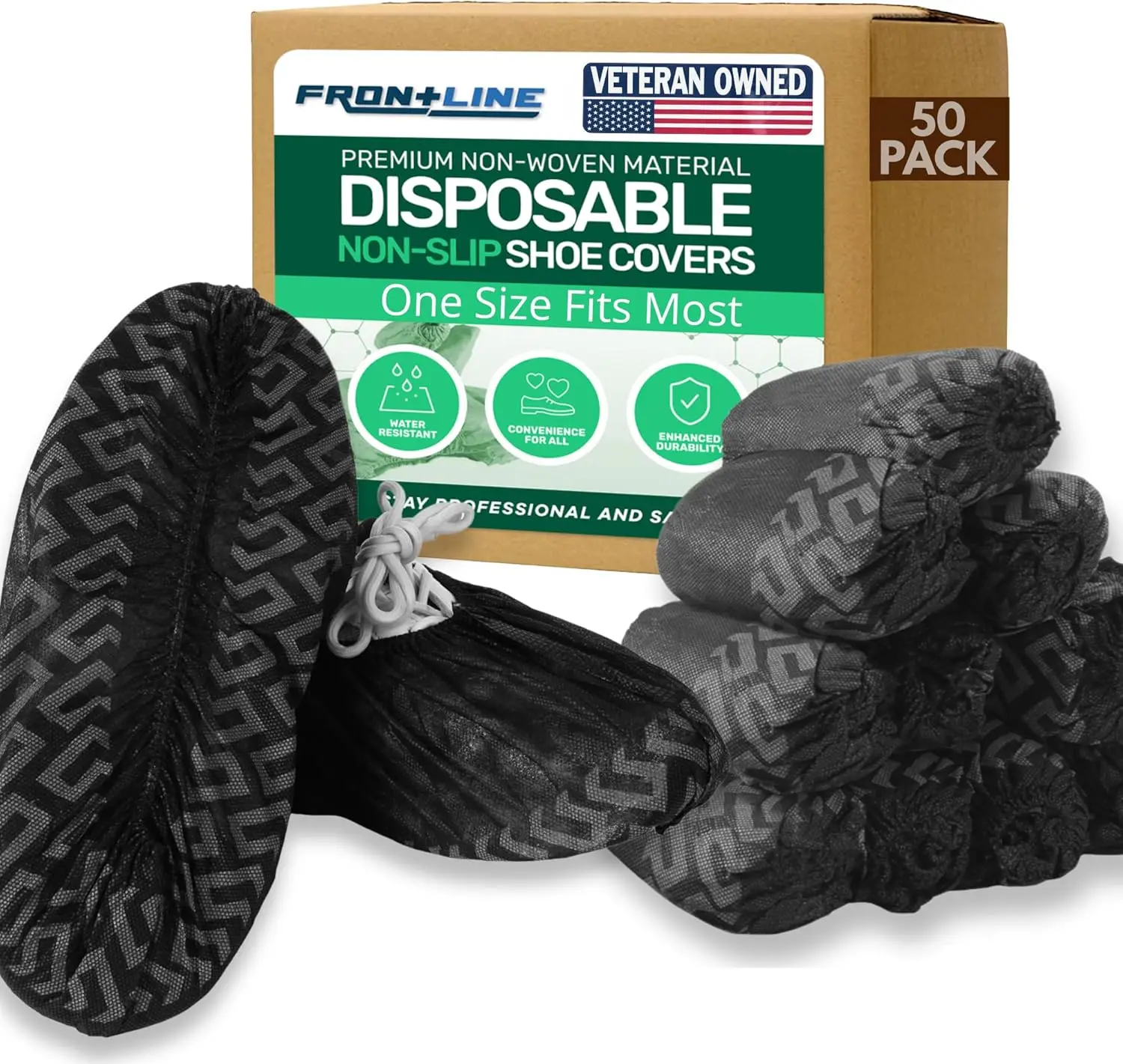

Disposable Non-Slip Shoe Covers 100 Pack Water Resistant Thick Durable Booties One Size Fits Most Black