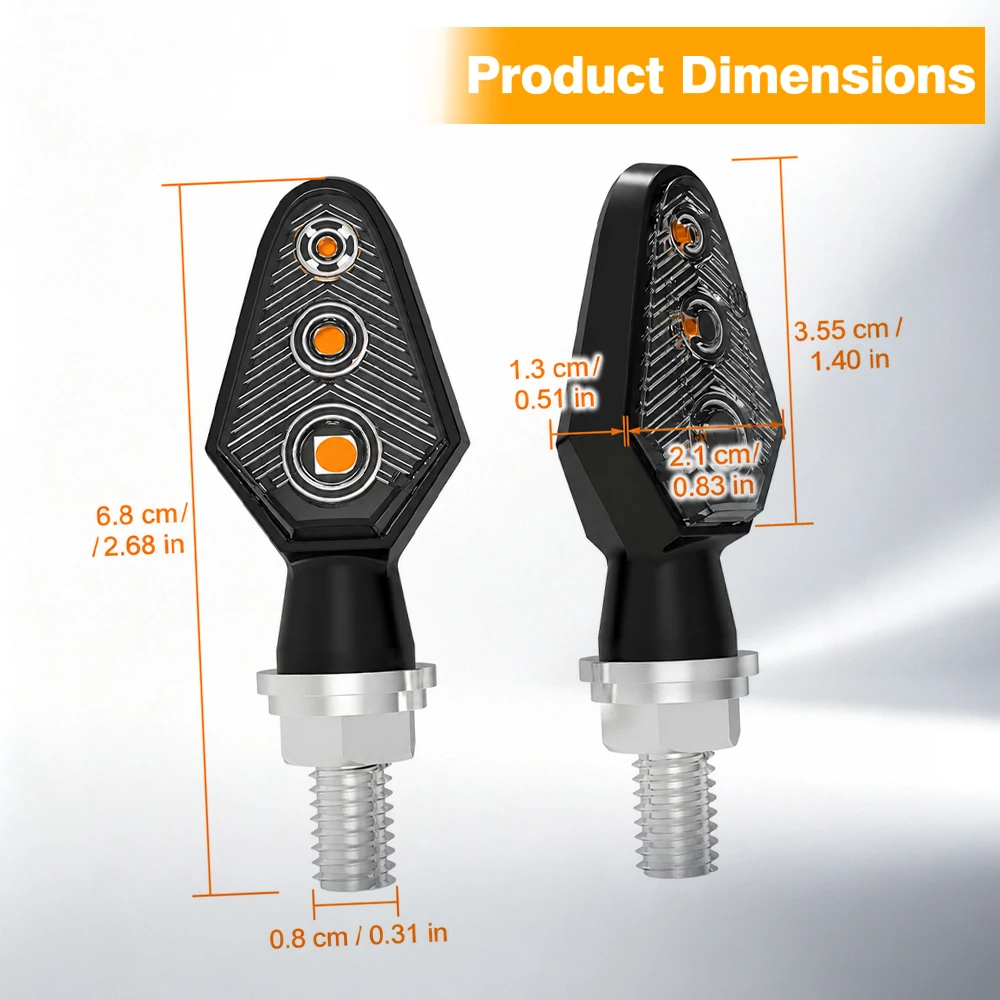 2 pcs For Most Motorcycles ATVs with Matching 8 mm Turn Signal Mounting Positions Motorcycle Turn Signal Light Amber Light