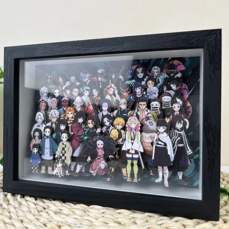

Demon Slayer Family Portraits Peripheral 3D Stereoscopic Painting Nine Pillars Anime Figure Desktop Ornaments Children's Gifts