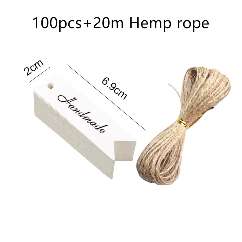 50/100 Stück leere Hängeetiketten aus Kraftpapier mit Löchern aus Hanfseil, verstellbare Seillänge, handgeschriebene Karte, Party-Geschenke, Etiketten TMZ – Detail 25
