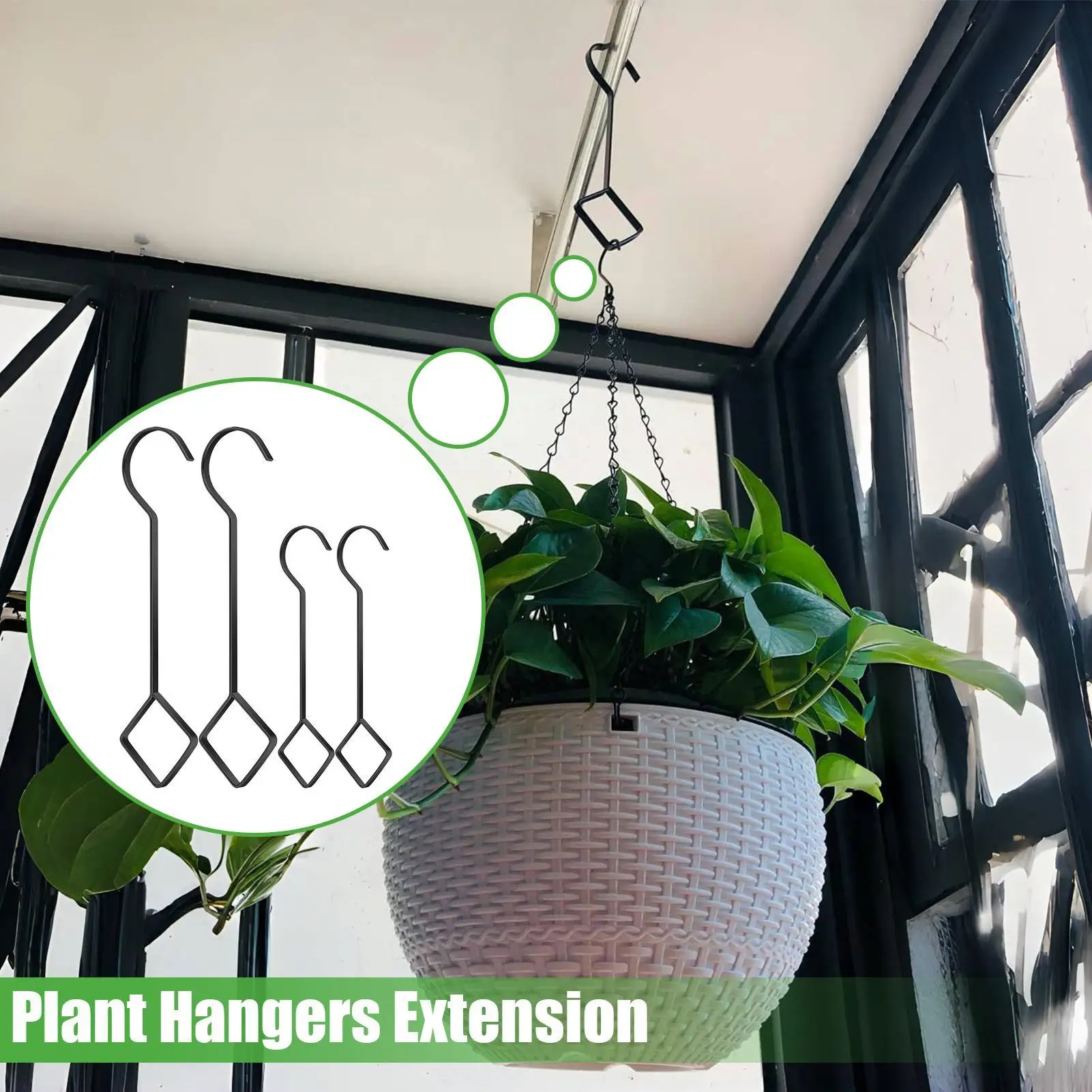 

Plant Hanger Indoor Hook Metal Heavy Duty Plant Extension Hooks Home Decoration 4 Pieces Flower Organizer Accessory For Outdoor