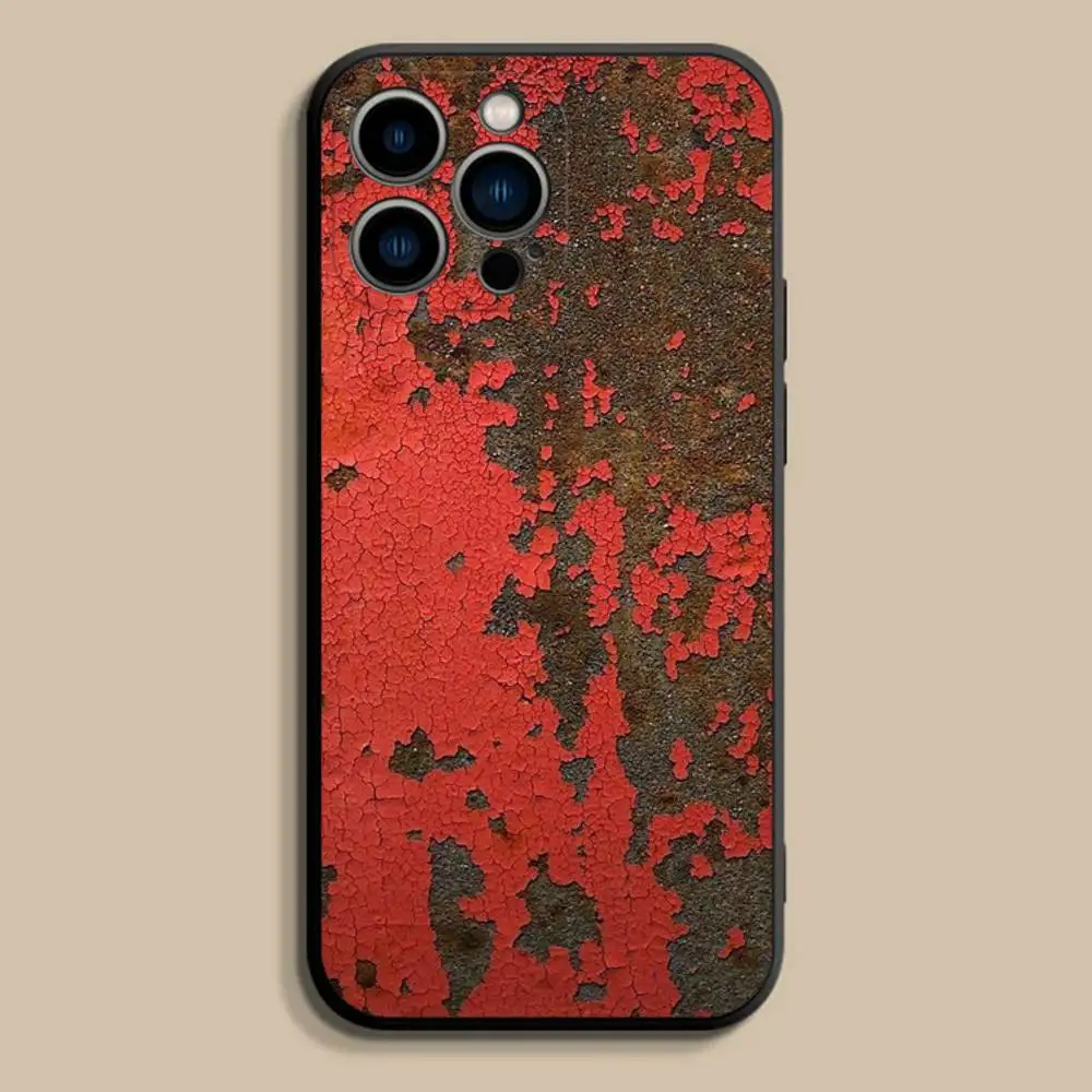 레트로 인더스트리얼 스타일 러스티 폰 케이스 아이폰 17,16,15,14,13,12,프로,맥스,플러스,E,SE4,에어,미니 블랙 소프트 커버