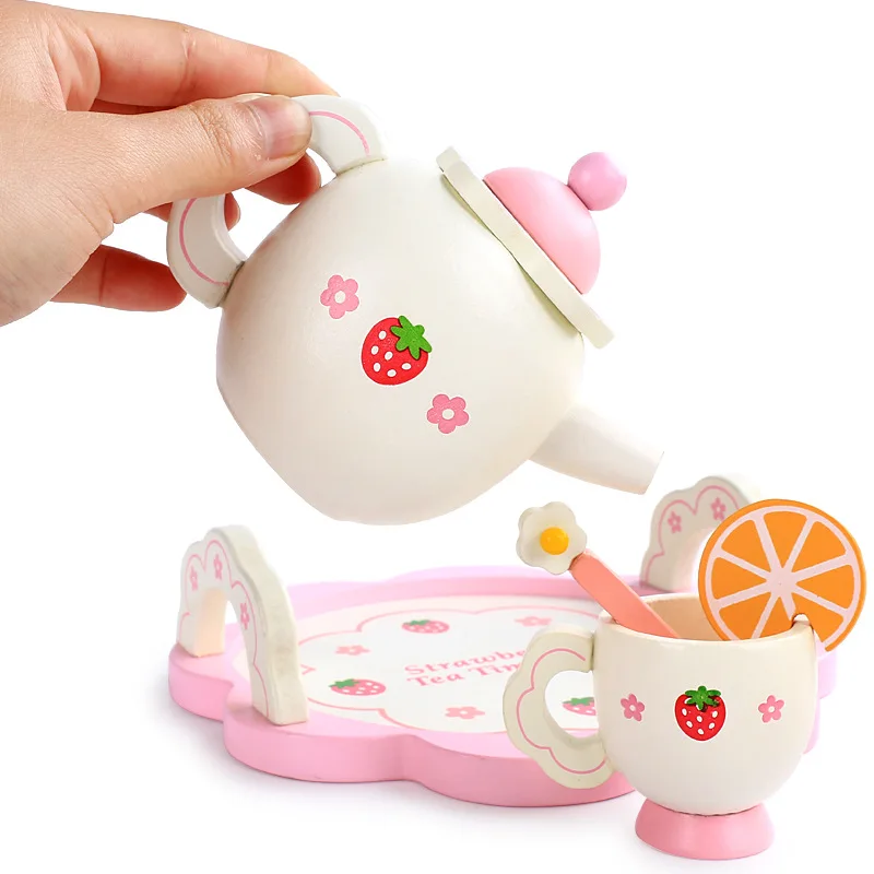 Wooden Children Simulation Home Afternoon Tea Set Kitchen Toys Role Play Parent-child Interaction