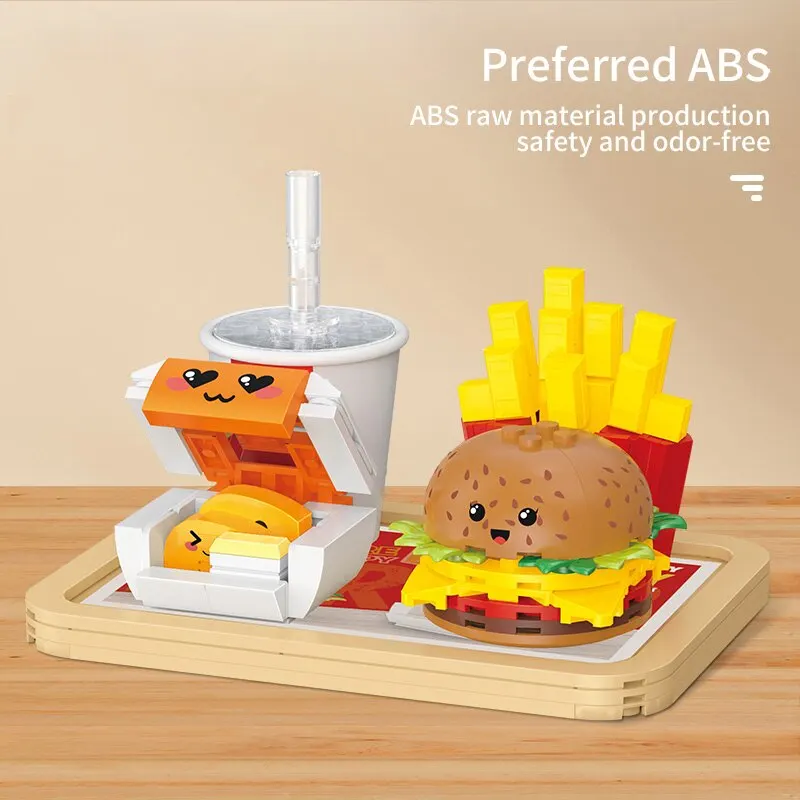 261PCS Hamburger Building Blocks French Fries Fried Chicken Coke Model Bricks Cartoon Fast Food Toys Set Children Creative Gifts