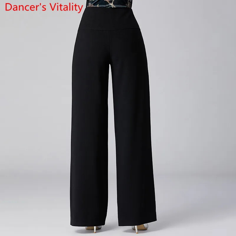 Modern Dance Wear Women New Latin Ballroom National Standard Dancing Loose Pants Black Trousers Competition Training Clothes