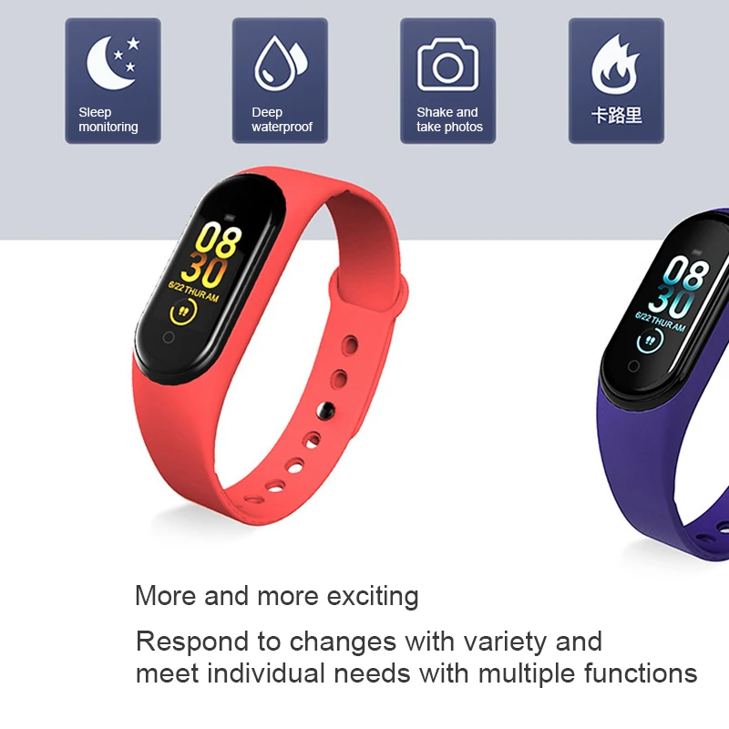 2024 New  M4 Smart Band 4 Fitness Tracker Watch Sport Bracelet Heart Rate Blood Pressure MI Smartband Monitor Health Wristband