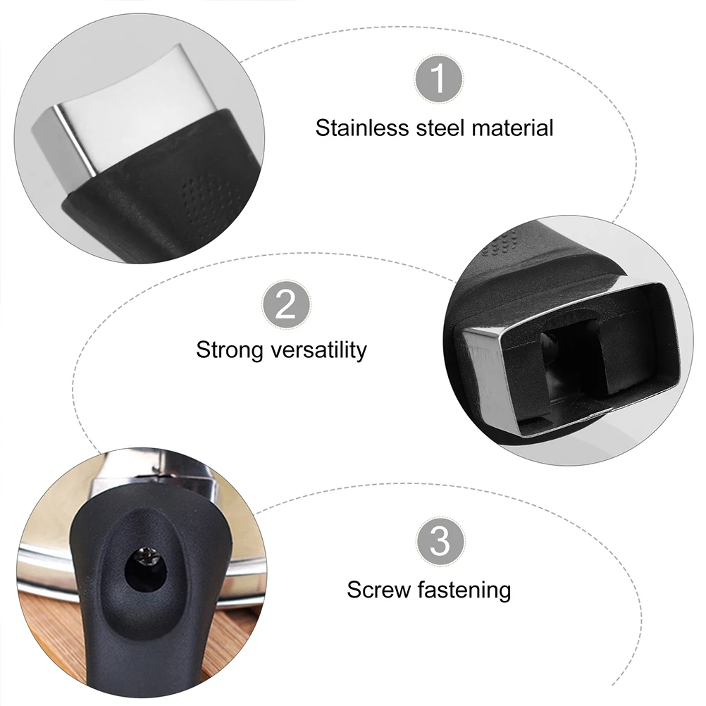 

3pcs Removable Wok Handle Replacement Black Bakelite Pot Side Handle For Frying Pan Grip Kitchen Gadgets Sturdy Non-Slip Heat