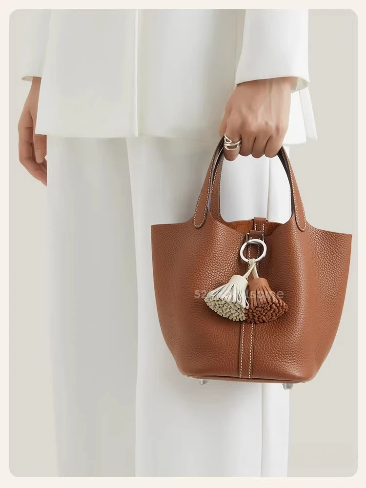 

2026 Premium Handmade Leather Tassel Bag Charm Luxury Keychain Car Ornament for Women Bag Accessory