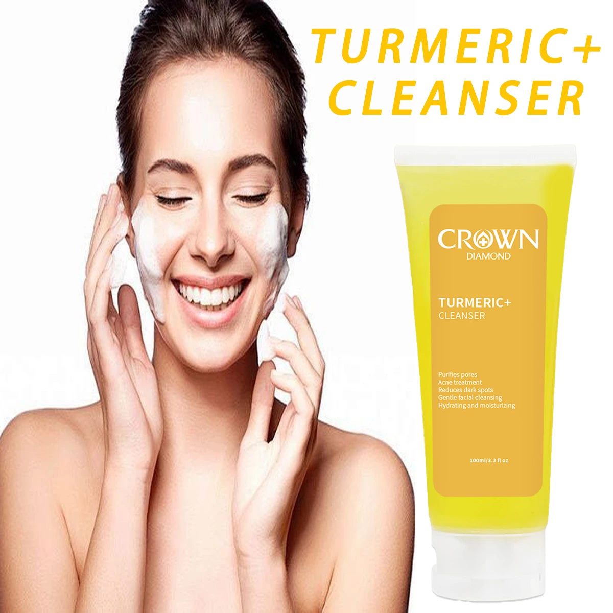 

Turmeric Glow Face Wash Anti Acne for Woman Beauty Deep Cleansing Skin Repairing Exfoliating Face Cleanser Pore Skin Care