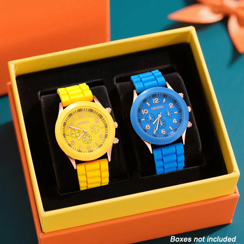 2PCS casual and fashionable men's round dial quartz watch combination, suitable for daily wear