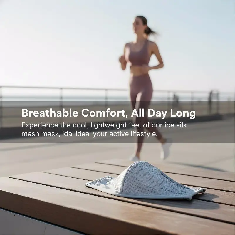 

Solid Color Breathable Ice Silk Mask Washable Anti-UV Anti-sun Mask Dustproof Mesh Face Cover Scarf Outdoor Sports Mask