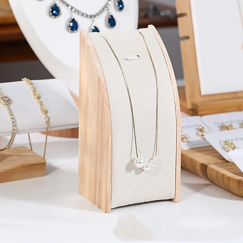 جديد الخشب الصلب قلادة عرض موقف رف المجوهرات قلادة حامل منحني عرض المجوهرات الدعائم تغليف المجوهرات
