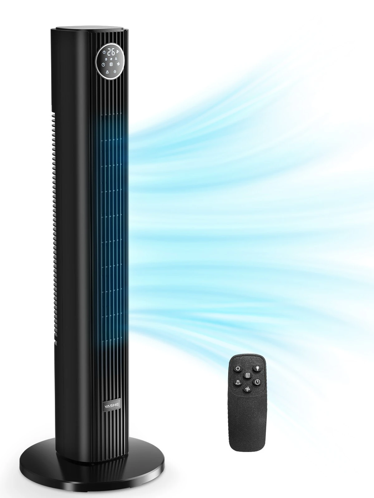 Ventilateur de 80 cm avec télécommande, ventilateur stationnaire silencieux sans pales à rotor, 28 dB