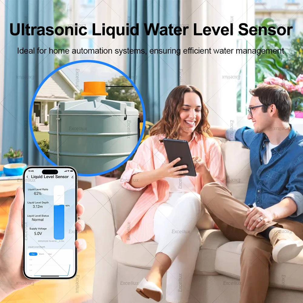 WiFi 투야 스마트 액체 레벨 센서 초음파 수위 감지 탱크 레벨 감지 앱 실시간 모니터 알람 시스템
