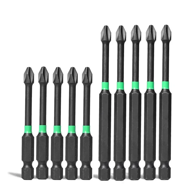5Pcs PH2 Impact Screwdriver Bit Set Special Hex Shank Slotted Cross Phillips Batch Head Hardness Screw Driver Hand Tools