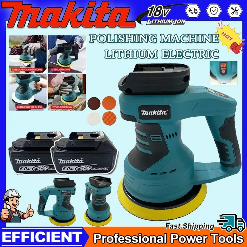 

Аккумуляторная полировальная машинка Makita с 8 регулируемыми скоростями, для полировки, шлифовки, нанесения воска и герметизации, электроинструмент для автомобиля