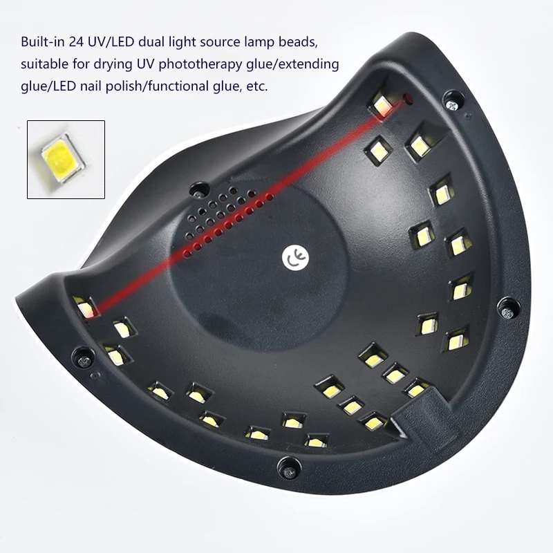 Lampada per unghie a LED UV, essiccatore per smalto gel, 3 timer Lampada per unghie UV Luce per unghie professionale 24 pezzi Perline lampada e sensore automatico