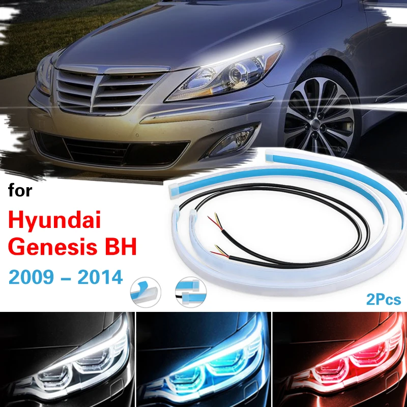 

2x Headlamp Light Guide Strip Scan LED Daytime Running Light Flexible Waterproof Turn Signal Light For Hyundai Genesis 2009-2014