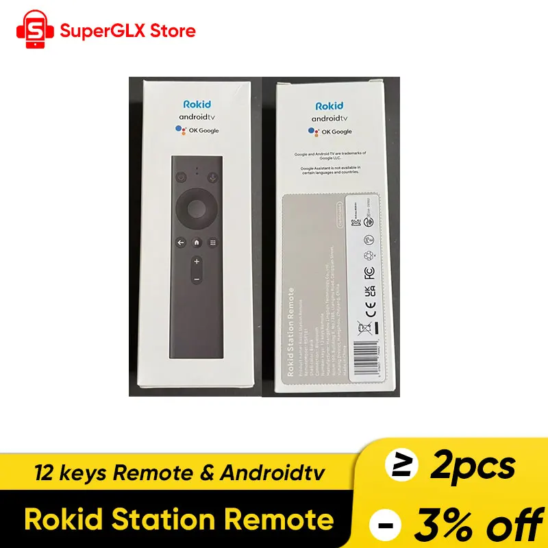 Rokid Station Remote Global Version 12 keys Remote Androidtv Bluetooth Connection Supporting HDCP and Cloud Gaming