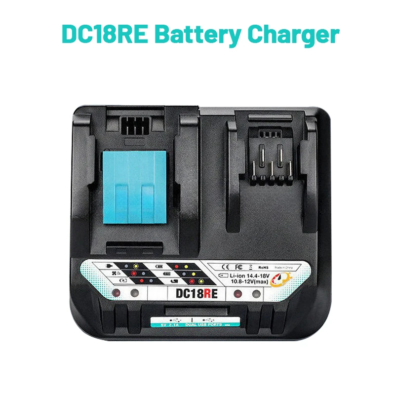 

DC18RE Зарядное устройство для литиевой батареи Портативная зарядка для Makita 18 В 14,4 В 10,8 В 12 В литий-ионные инструменты BL1830 BL1430 BL1016 BL1021 BL1041