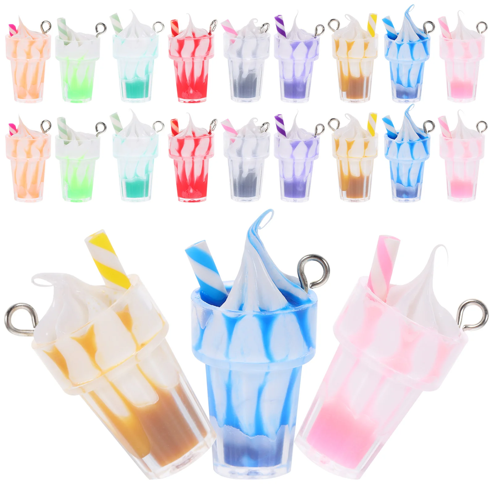 

30 Pcs Pendant DIY Cartoon Ice Cream Cup Charms Bracelet Food Play Crafts Resin Milk Tea