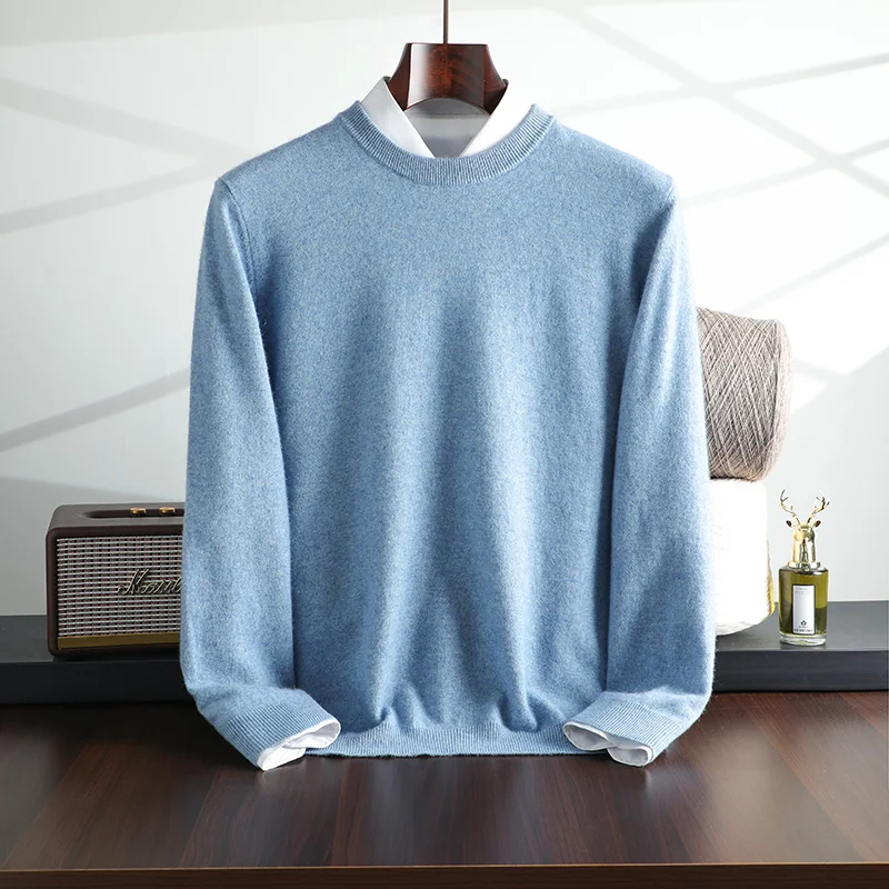 Autumn and Winter New Collection {100% Cashmere} Men\'s Cashmere Hot Selling Round Neck Casual Solid Color Knitted Sweater for Me