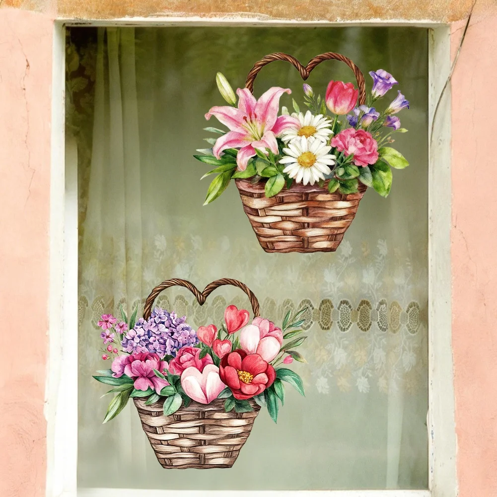 for static Window Decals Window Clings Easy To Apply for static Cling Technology Colorful Floral Window Decorations Window