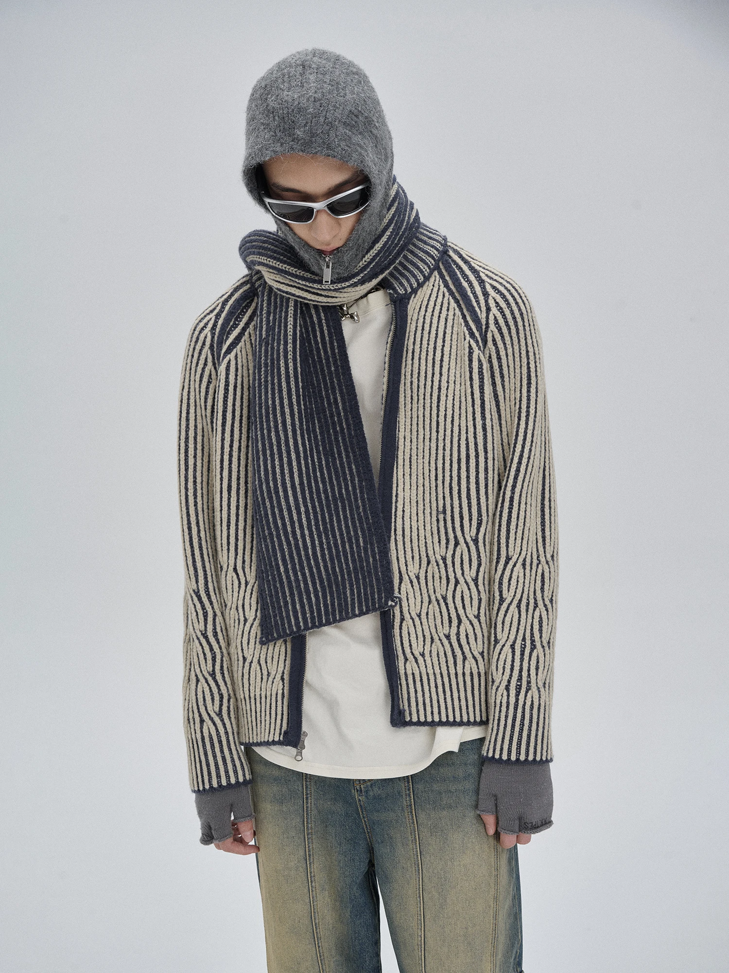 UNDEMPT 24AW الشارع الشهير وشاح طويل محبوك دافئ ومتعدد الاستخدامات للأزواج اليابانية الرجعية عادية فيبي نمط محايد الحد الأدنى