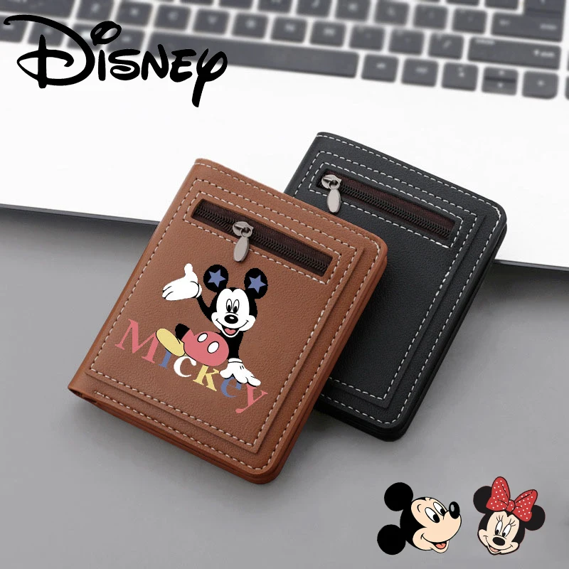 

Cartoon Mickey Mouse Short Wallet Disney New Pattern Minnie Mouse Leather Coin Purse for Women Mini ID Card Holder Clutch Wallet